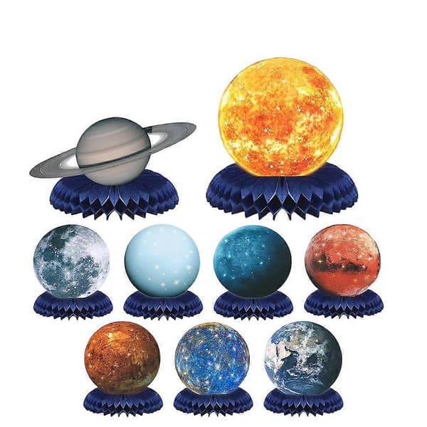 Planet Honeycomb Midtstykke 10 stk. Papir Assortert - Tema for Festlig Dekorering