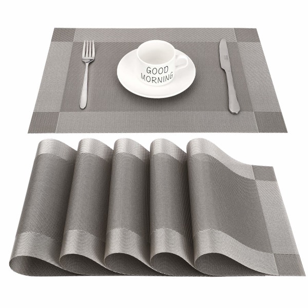 Bordstabletter, set med 6 tvättbara, smutsavvisande bordstabletter grey
