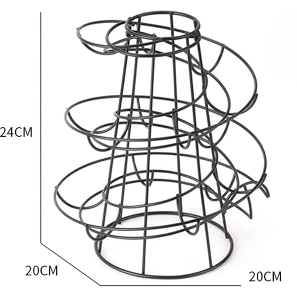 Äggdispenserställ Spiral Design Metall Ägg Skelter Fristående Tråd Kyckling Äggförvaring Organizer Displayhållare Svart Black