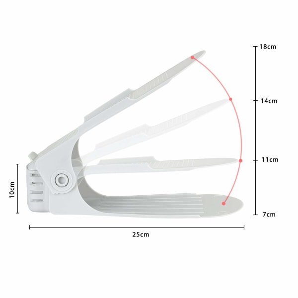 10 x Justerbar skoslot skostativ skostabler skoopbevaring skoholder White