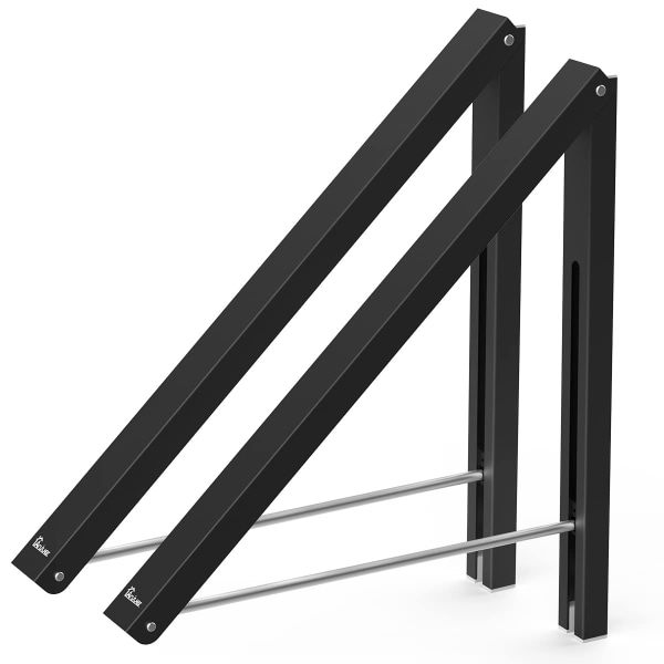Kleshenger Sammenleggbar veggfeste i aluminium Oppbevaringsplassbesparende 2 pakker black