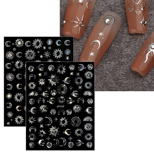 10 arkkia Kuu Tähti Aurinko Kynsien Taide Tarrat Decals Itsekiinnittyvät Värikäs Ruusukulta Kynsien Tarvikkeet Kynsien Taiteen Suunnittelu Koriste Tarvikkeet 1pc