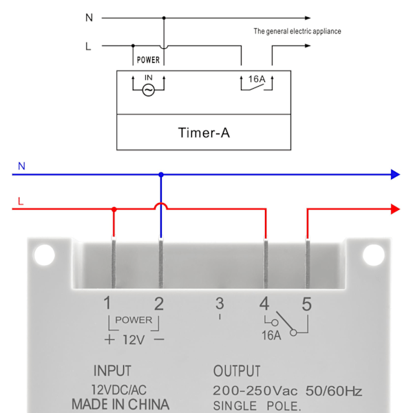 CN101A Ohjelmoitava ajastinkytkin SPST Digitaalinen LCD-näyttö 12V DC 16A Valkoinen vedenpitävällä suojuksella