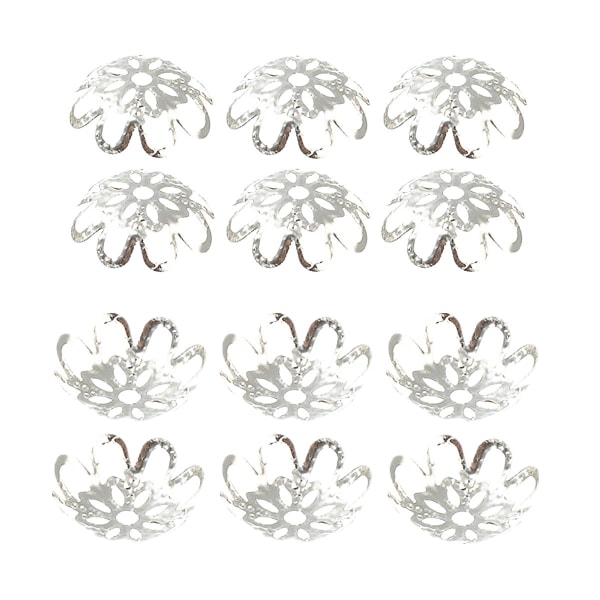 500 kpl 10 mm kultasävyiset kukkahelmikorkit Ontot kukkahelmikorut korujen valmistukseen (hopea) Silver