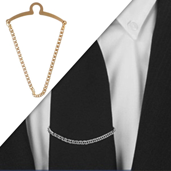 Slips Man Chain Herringbone Klassisk Mode Brosch Slipsklämma, för Affärer, Bröllop, Skjorta Smycken Guldplätering Present