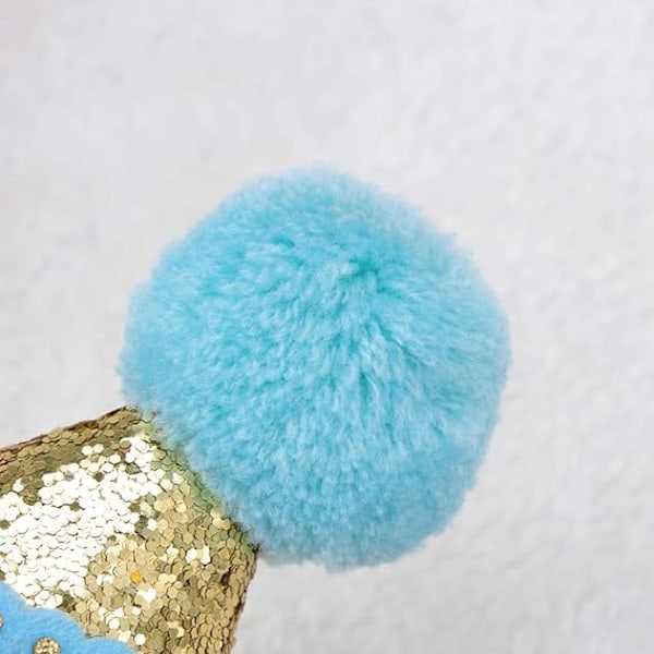 Födelsedagshätta Glitterkonhatt Justerbar Tiara Hårband Glittrande Prinsessa Födelsedagshätta för Baby Flicka Pojke, Blå-2