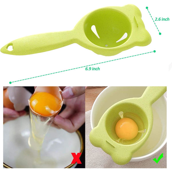 Eggeseparator Eggeplommehvitseparator, eggehviteplommefilterseparator, eggekstrakterverktøy for kjøkkenbakeutstyr（grønn）