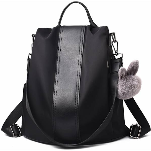 Kvinnors Ryggsäck Damer Ryggsäck Vattentät Nylon Skolväska Anti-stöld Dagryggsäck Axelväskor, Svart Black