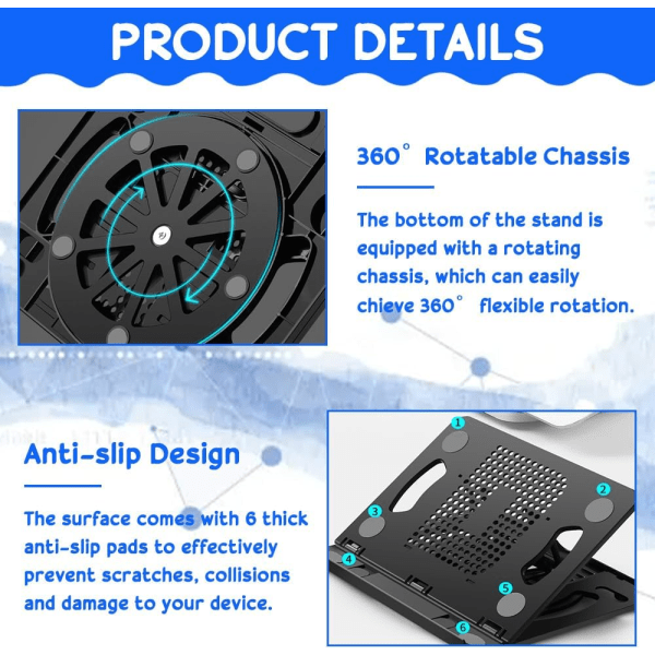 Datorstativ, Bärbart Laptopstativ, Justerbart Ergonomiskt Datorstativ, Roterbart Laptopstativ