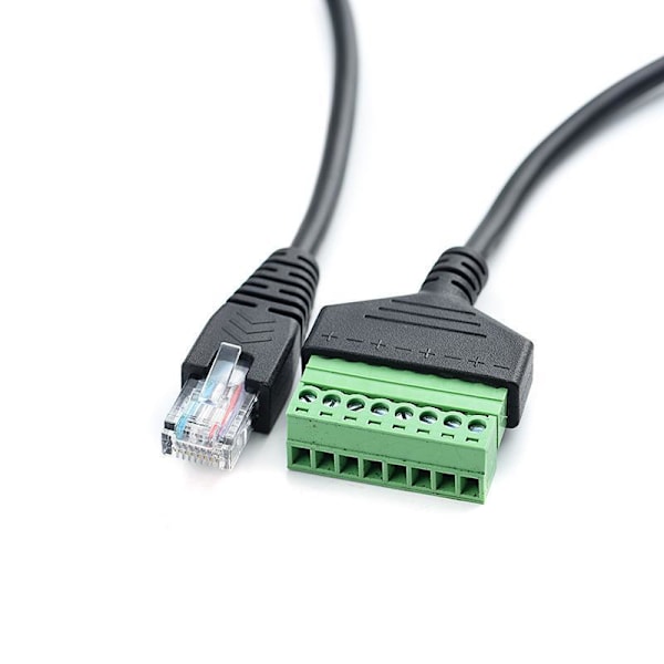 RJ45 Han til 8-polet Skrueklemme Stik, Terminal Breakout Board Kabel til Cat5 /6/7 AV CCTV, 12 tommer