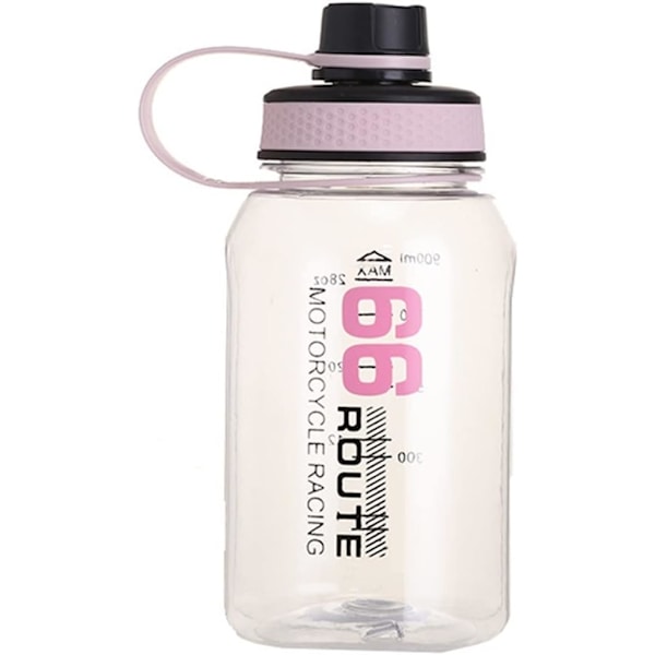 900 ml stor vandflaske til sport, fitnesscenter, rejser, bærbar drikkeflaske med snor, BPA-fri te-krus Pink