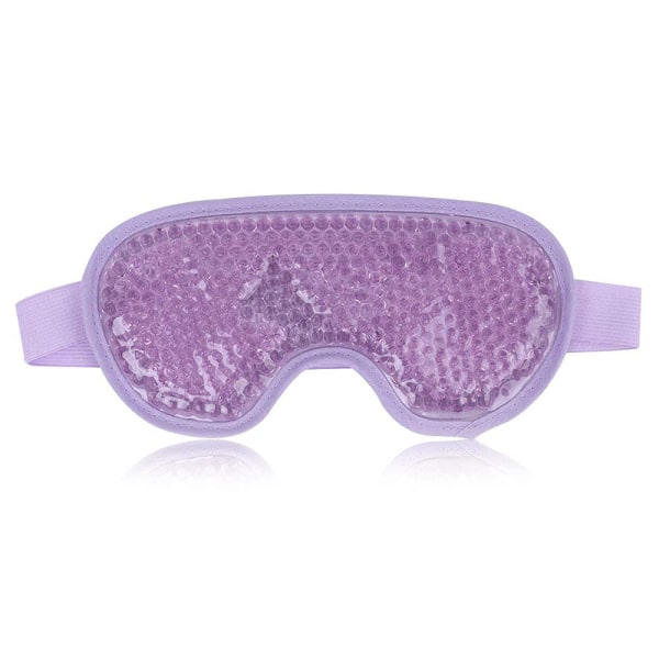 Avkjølende gelmaske for hovne øyne, gjenbrukbar varm kald terapi for migrene, hodepine, mørke sirkler, tørre/hovne øyne, bihulesmerter, lilla Purple