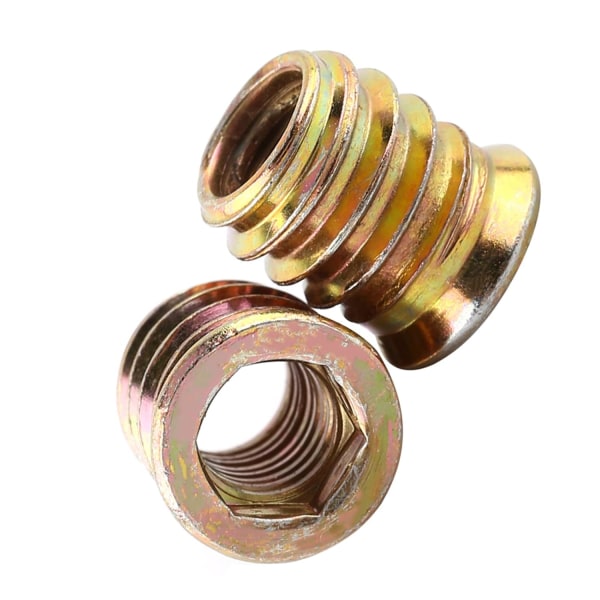 M6 x 10mm kierteinen insertti, puuinsertti, ruuvimutterit, sinkitty teräs kierteinen kuusiomutteri, ruuvaa kuusiokoloon (100 kpl) M6×10