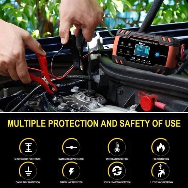 12/24V 8A 150AH Touch Smart Pulse Batterioplader Bil Motorcykel