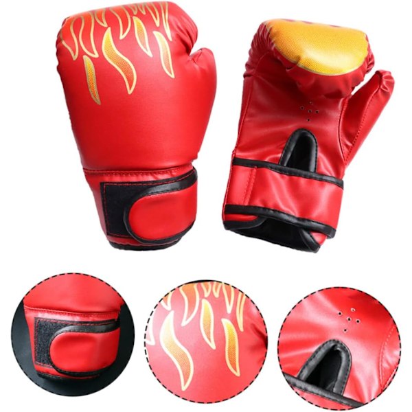 1 par Kickboxing børneboksehandsker til 3-8 år kampposehandsker mænd rød flamme