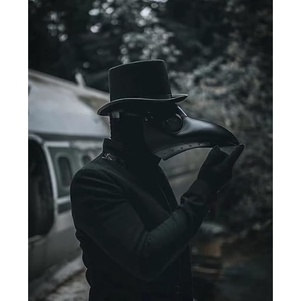 Pestdoktormaske Retro Lær Steampunk Halloween Kostyme Lang Nese Fuglenebb Cosplay Rekvisita Svart