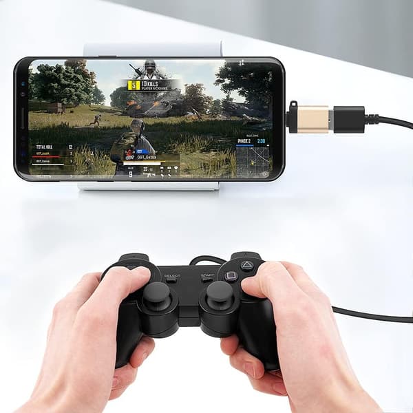 USB C till USB 3.0-adapter med snodd (2-pack), USB-C till USB-A hon-OTG-adapter USB typ C-adapter kompatibel, guld Gold