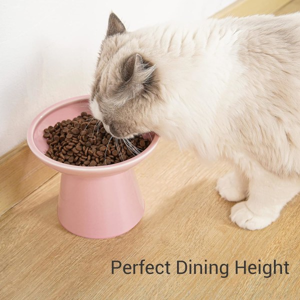 Ekstra brede forhøjede katteskåle - Keramisk kattefoderskål 6,2" hævede kattefoderskåle, bly- og cadmiumfri, 5" god højde til kattefodring, blå Blue