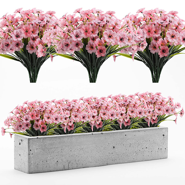 Femgrenet fiolett veranda utendørs dekorert med kunstige blomster 2 stk rød