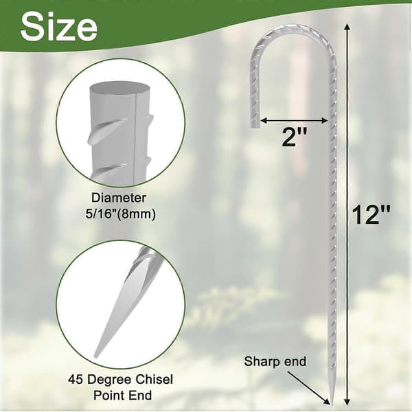 Armeringsjärnspinnar 30 cm, 4-pack Galvaniserade Tältpinnar Kraftiga