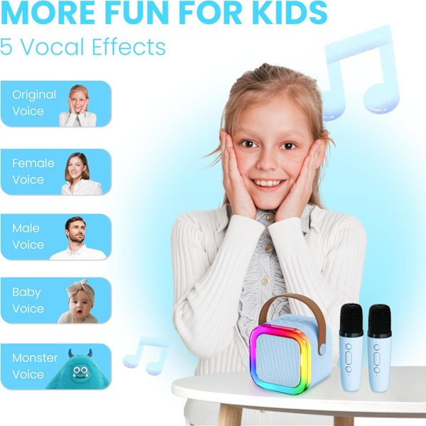 Karaokegaver til Piger i Alderen 4, 5, 6, 7, 8, 9, 10, 12+ År Gammel Fødselsdagsfest, 4-12 År Gamle Julegave Legetøj til Børn (Blå)