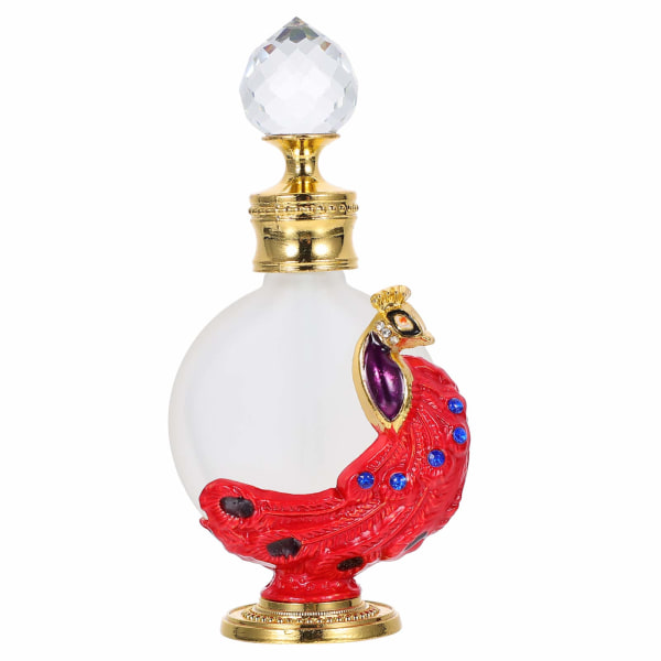 Reseparfymer för kvinnor behållare 1 st parfymflaska tom vintage påfågelform dekor glasparfym med droppare för eterisk olja (röd) Red