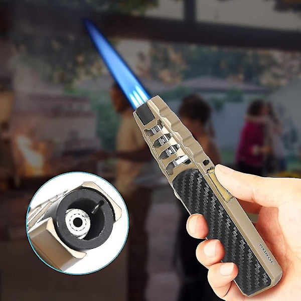 Turbine Torch Lighter Jet Flame Solar Beam Torch Jordens Varmeste Lommelygte Vindtæt - Sort Kulfiber