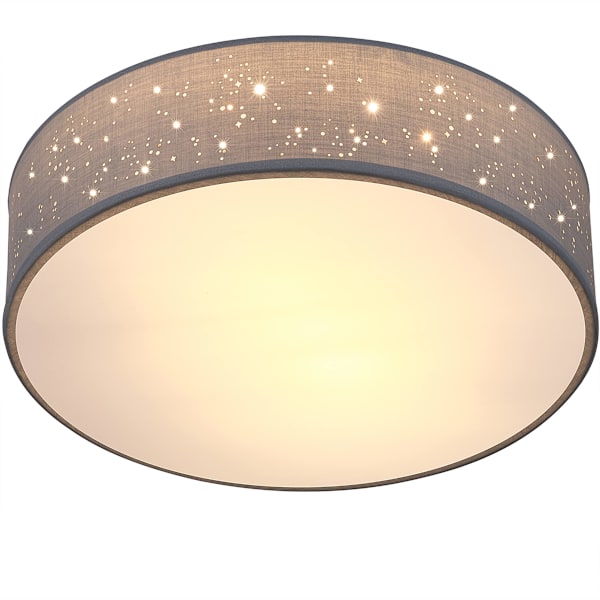 Stjernehimmel loftslampe rund Ø 38cm stofskærm 24 watt stue soveværelse loftslampe stof loftslampe grå