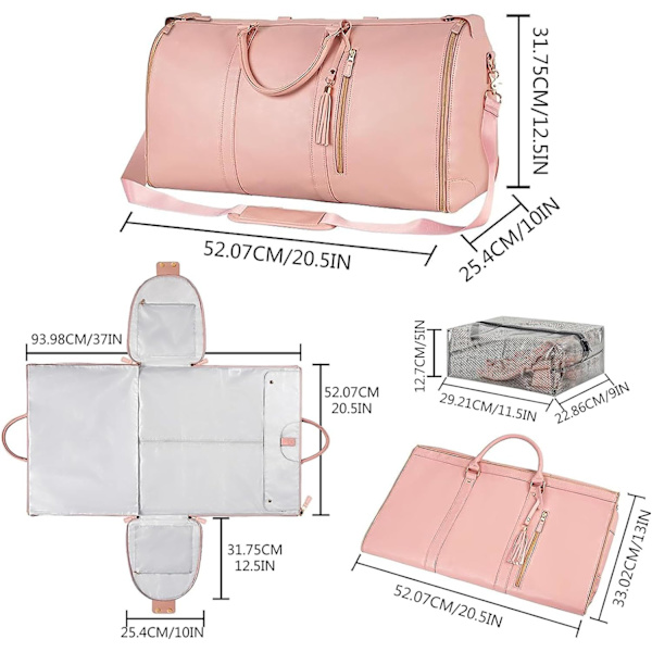 Suuri kapasiteetti vaatepussi, vedenpitävät vaatepussit, 2 in 1 ripustusmatkalaukku, matkalaukut (beige) White