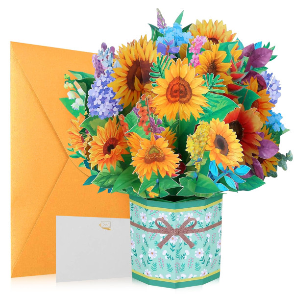 3D-onnittelukortit Kukka Pop Up -kortti, 3D-kukkakimppu onnittelukortti syntymäpäivän ystävänpäivän valmistujaistilaisuuteen