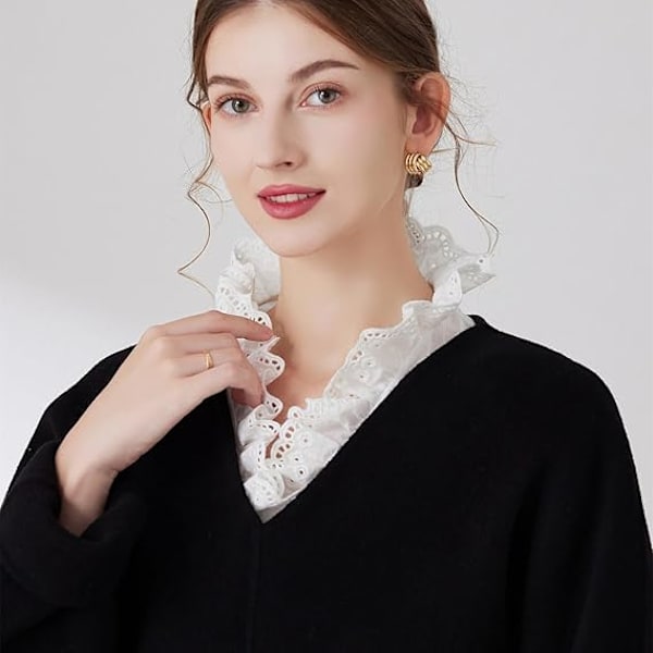 Falsk Krage Avtakbar Dickey Krage Bluse Halv Skjorte Blonder Falske Krager for Kvinner Jenter