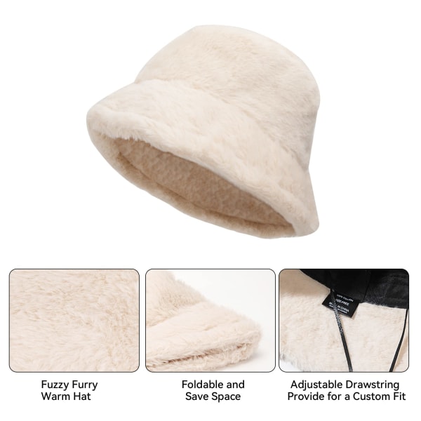 Hink med varm vinterhatt fiskarehatt för kvinnor män fluffiga presenter till kvinnor flickor（54-60CM） beige