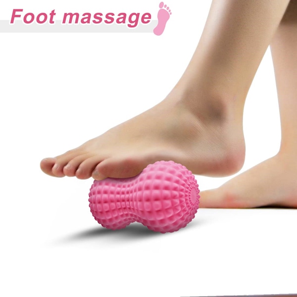 Peanøttmassasjeball, Peanøtt Dobbel Lacrosse Massasjerulleball for Rygg Nakke Skulder Ryggrad Ben HIPS, rosa Pink