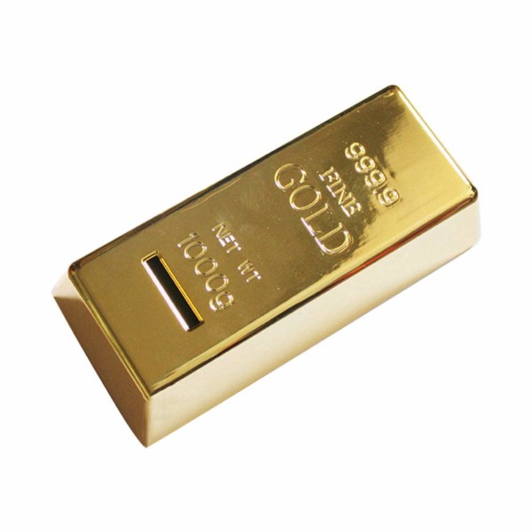 Gold Bullion Bar Piggy Bank Mynt Bank Spara Penning Box Paperweigh Simulering Plast Gyllene Heminredning Födelsedagspresent