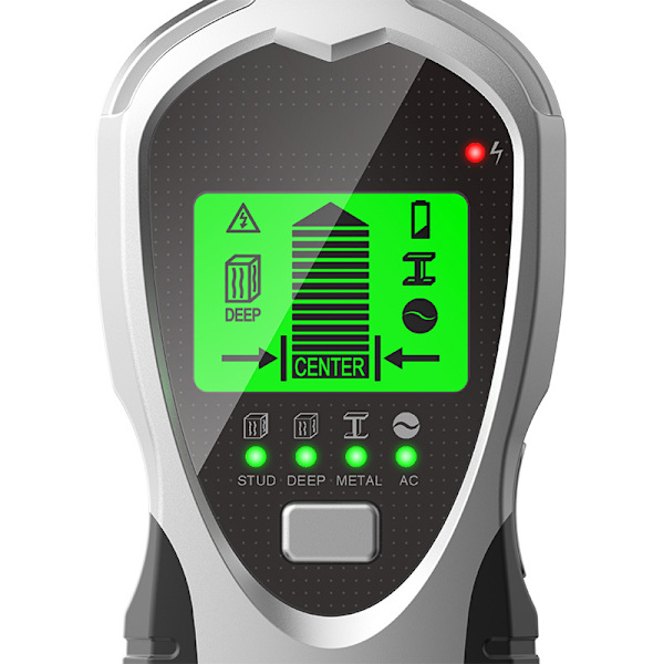 5 i 1 Stud Finder Vægscanner med HD LCD-skærm & Lydalarm, til Centre og Kanter af Træ, Metal og AC-ledning, Rørledning Detektor (Hvid)