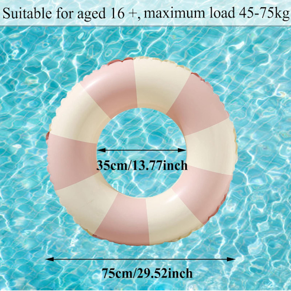 Svømmering Pool Floats, Holdbar Oppustelig Gummiring til Børn Voksen Svømmering Pool Oppustelig Ring Tube Sommer Strandfest Pool Pink