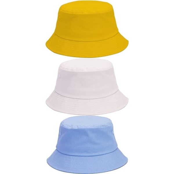 3-pak bomulls solhatt sommer solhatt UPF 50 UV-beskyttelse solhatt fiskerfiskehatt for unisex kvinner menn utendørs sport fotturer camping reiser