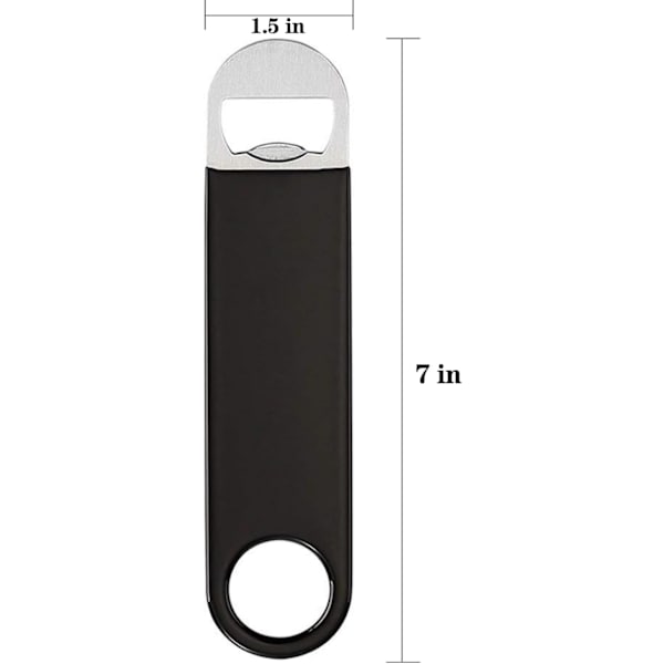 3 stk. 7\" Heavy Duty rustfrit stål flad flaskeåbner, flad flaskeåbner, solid og holdbar øl åbner - sort