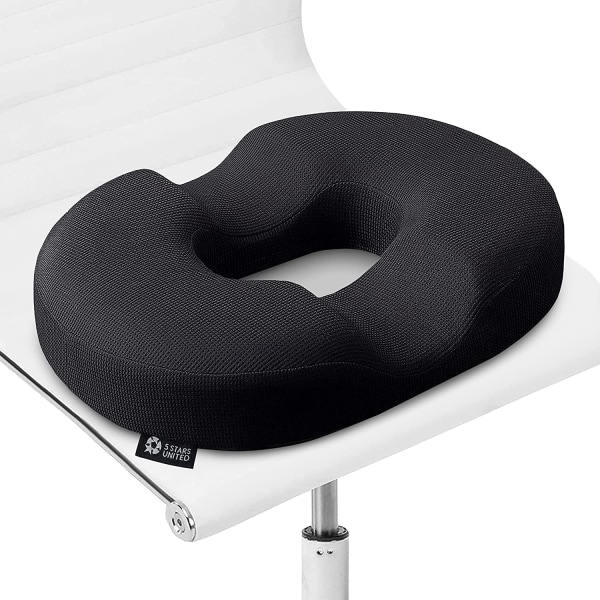Donut Cushion hemorrojder kudde - 100 % Memory Foam Kuddar med halkfri botten - Ortopediskt fast säte - Smärtavlastning för svanskotan