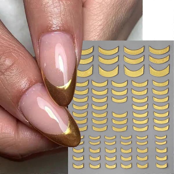 Fransk Tip Negle Sticker til Neglekunst 3D Selvklæbende