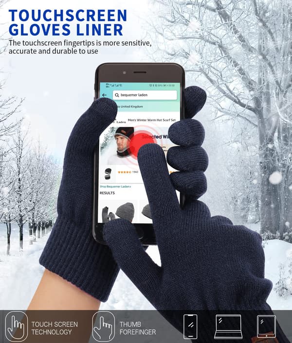 Damvantar Varma Touchscreen-handskar Sträckta Kashmir Magiska Stickade Handskar Fleece Stretch Stickade Tjocka Ullhandskar Vinterhandskar Utomhus
