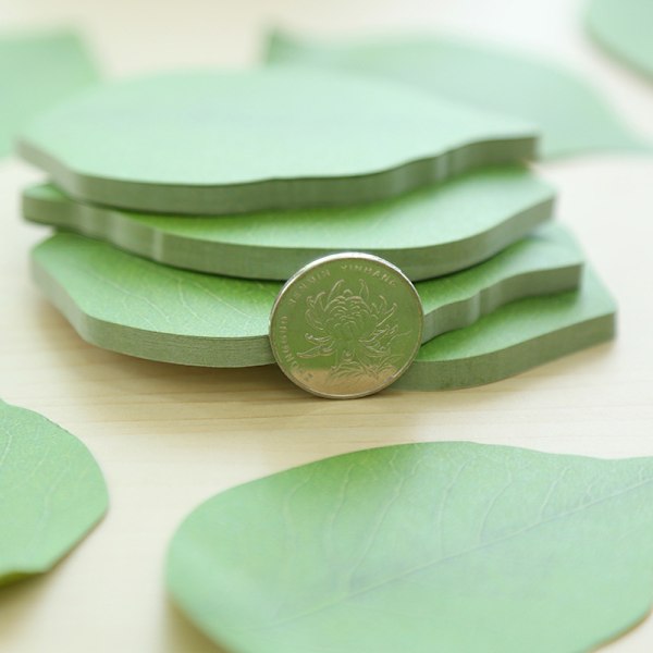 Kauniit vihreät lehdenmuotoiset itseliimautuvat muistilaput, 8 pakkausta itseliimautuvia muistilappuja, tarravihkosetti DIY-koristeluun, kouluun ja kotikäyttöön