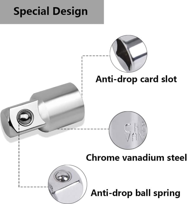 4 stk. Ratchet Adapter Adapter Sæt, Ratchet Socket Adapter 1/2\" til 3/8\", 3/8\" til 1/2\", 1/4\" til 3/8\", 3/8\" til 1/ 4\" Reducer Adaptere