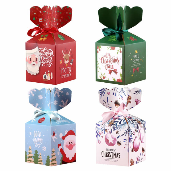 Julekonfektfrugtæsker, 24 stk. julepapirgaveæsker Juleelementgaveæske til julen Xmas Supplies (Style-1)