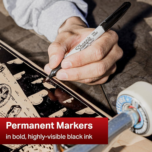 Permanentti-markerit | Hieno kärki rohkeille yksityiskohdille | Musta muste | 2 markerikynää