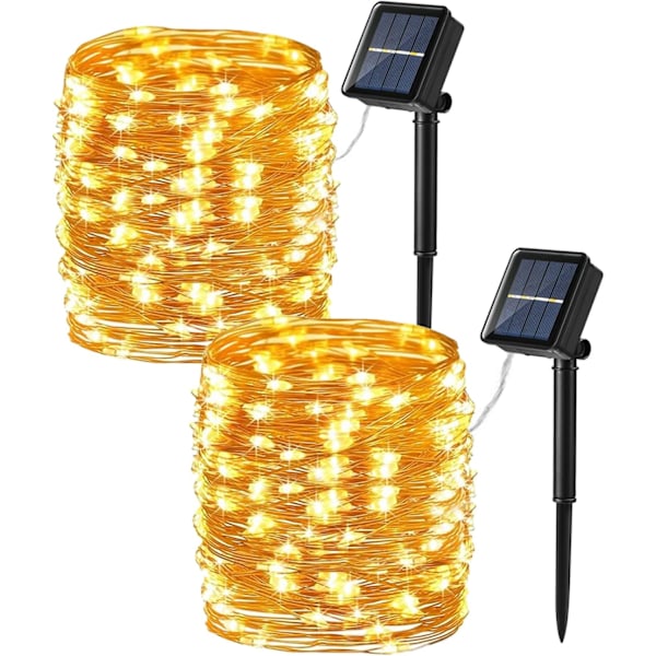 2 Pack Solar String Lights, Total 144FT 400 LED Outdoor Solar Fairy Lights,  Waterproof Mini LED Solar String Lights,Warm White