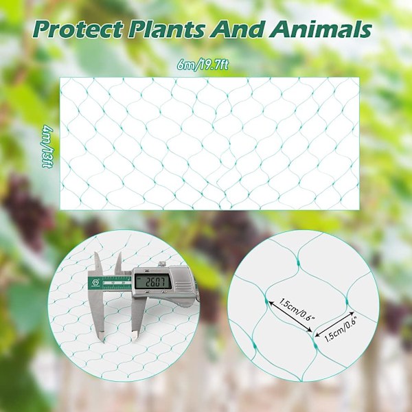 4x6m Vihreä Puutarhaverkko, Lintuverkkopuutarhakasvien Verkosto Hedelmäpuiden, Vihannessaantojen, Kukkien, Satojen, Mansikan, Herneen ja Pavun Suojeluun