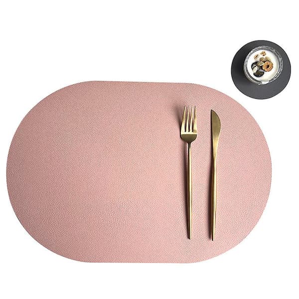 4-pak 43,5*30cm Pink Placemats Oval Sort Syntetisk Læder