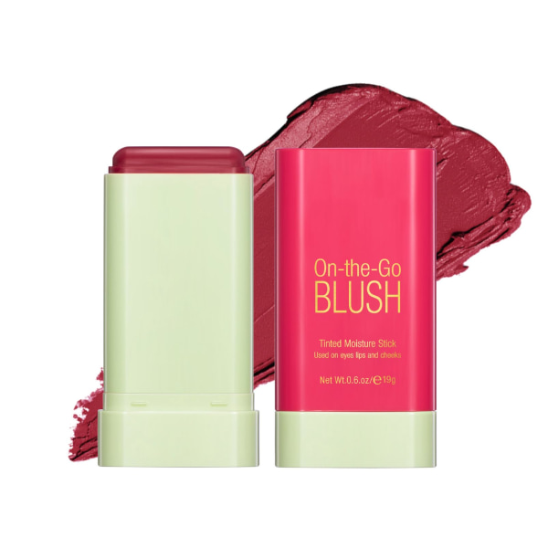 Blusher til kinder Make Up - Cremet letvægts Multi-Stick til ansigtets øjne og læber - Langtidsholdbar 3-i-1 Multi-Use Blusher Contour Stick (varm rød) Red
