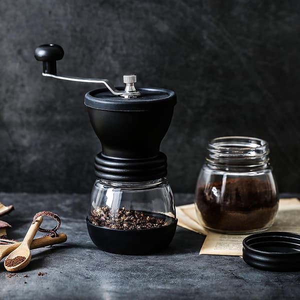Kaffe- och pepparkvarn i rostfritt stål, tyst kaffekvarn, svart